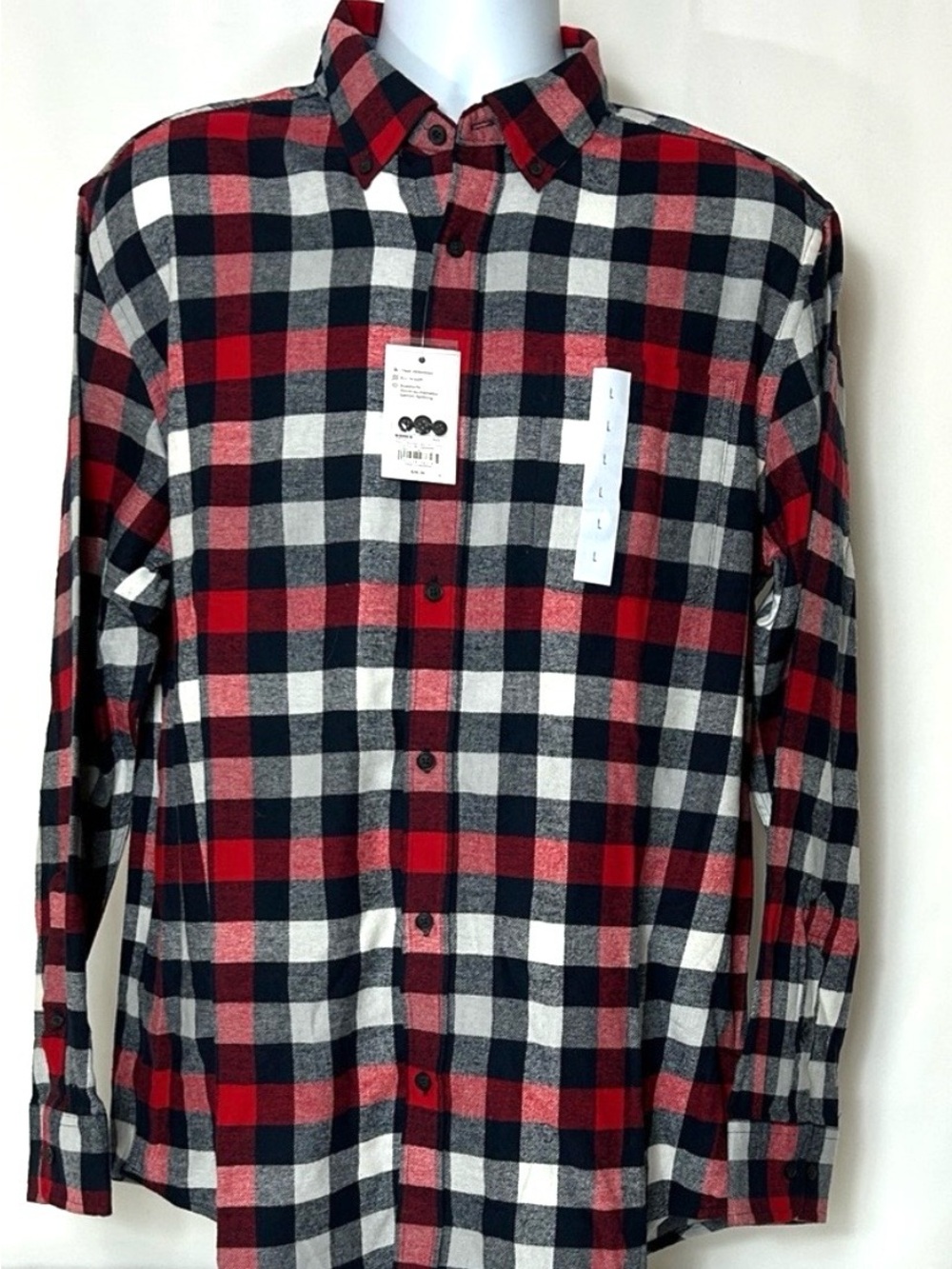 Croft & Barrow Men’s Size Large Red Black Plaid Casual Long Sleeve Button Shirt